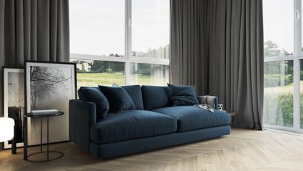 Диван Фиеста Мебель Ибица велюр Vivaldi 14 синий Длина 215 см