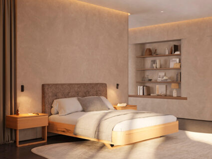 Кровать Rivi Charm Бук натуральный/микрофлок Sakura 10 160х200