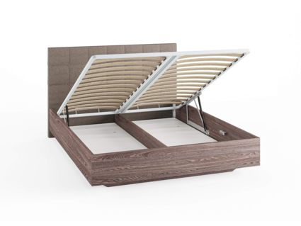Кровать Сонум Luiza Ясень Анкор + Рогожка Песочная (с подъемным механизмом) 160х200
