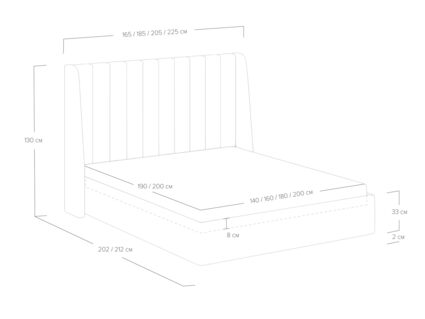 Кровать Сонум Samanta Кашемир светло-серый 160х200