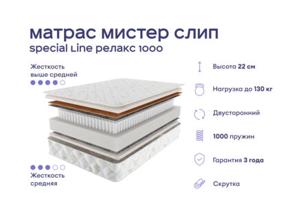 Кровать Димакс Джеффер с п/м + матрас Мистер Слип Special Line Релакс 1000 1425