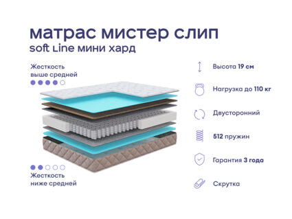 Кровать Димакс Лероса с п/м + матрас Мистер Слип Soft Line Мини Хард 1425