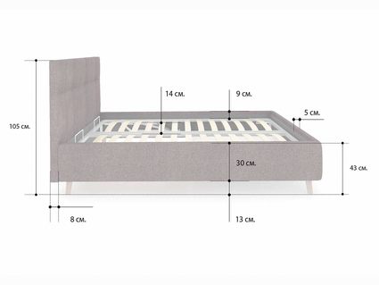 Кровать Сонум Bella Рогожка Льняная (с подъемным механизмом) 180х190