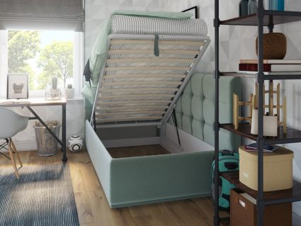 Кровать Nuvola Sabina угловая Velutto 26 (с подъемным механизмом) 160х190