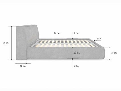 Кровать Сонум Altea Рогожка Пепельная (с подъемным механизмом) 160х190