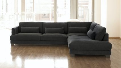 Диван Фиеста Мебель Марсель угловой (большой) велюр Boska 19 темно-серый Длина 309 см